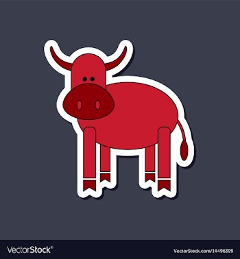 Paper sticker on stylish background kids toy cow vector image