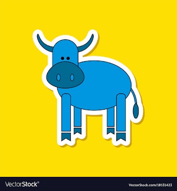 Paper sticker on stylish background kids toy cow vector image