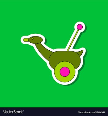 Paper sticker on stylish background kids toy duck vector image