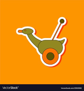 Paper sticker on stylish background kids toy duck vector image