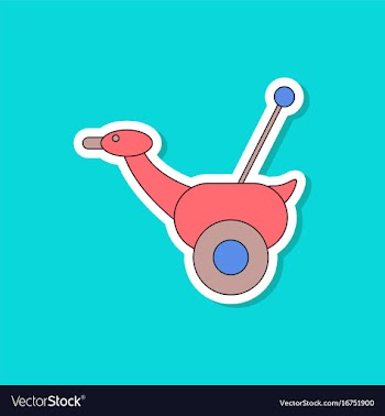 Paper sticker on stylish background kids toy duck vector image