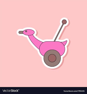 Paper sticker on stylish background kids toy duck vector image