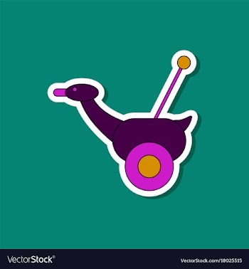 Paper sticker on stylish background kids toy duck vector image