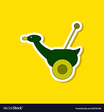 Paper sticker on stylish background kids toy duck vector image