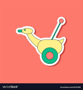Paper sticker on stylish background kids toy duck vector image