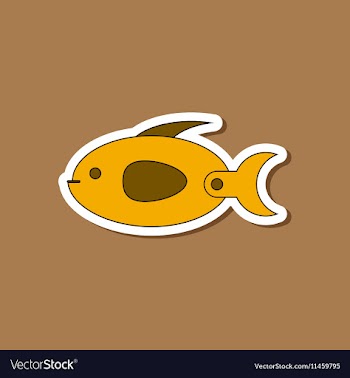 Paper sticker on stylish background Kids toy fish vector image