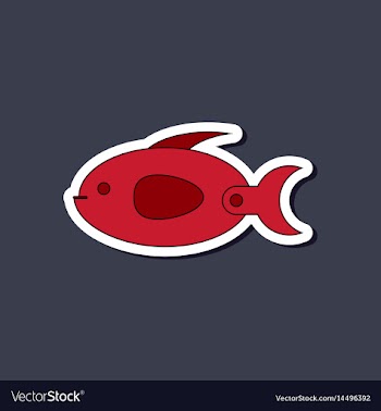 Paper sticker on stylish background kids toy fish vector image