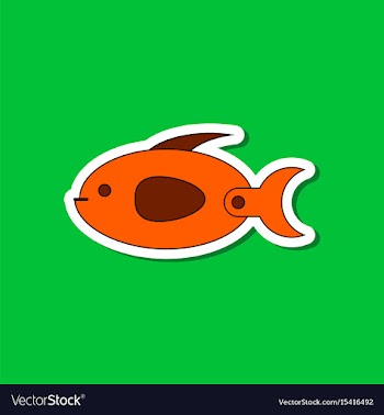 Paper sticker on stylish background kids toy fish vector image