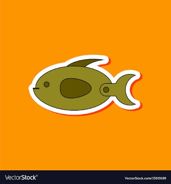 Paper sticker on stylish background kids toy fish vector image