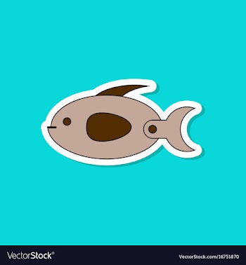 Paper sticker on stylish background kids toy fish vector image