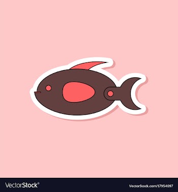 Paper sticker on stylish background kids toy fish vector image