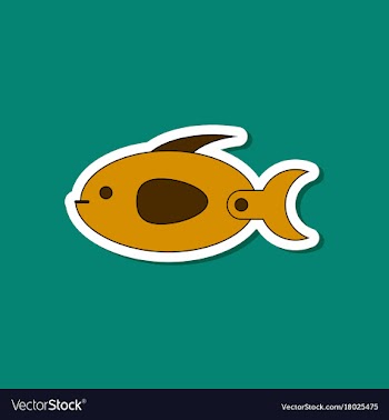 Paper sticker on stylish background kids toy fish vector image