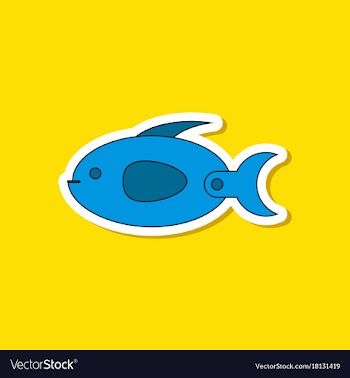 Paper sticker on stylish background kids toy fish vector image