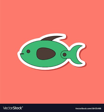 Paper sticker on stylish background kids toy fish vector image