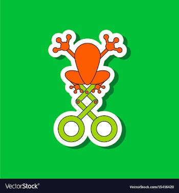 Paper sticker on stylish background kids toy frog vector image