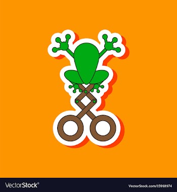 Paper sticker on stylish background kids toy frog vector image