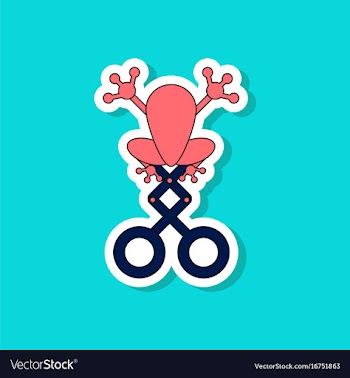 Paper sticker on stylish background kids toy frog vector image