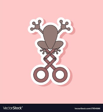 Paper sticker on stylish background kids toy frog vector image