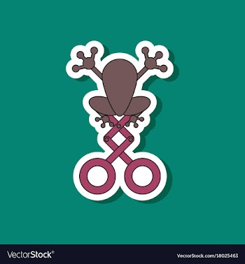 Paper sticker on stylish background kids toy frog vector image