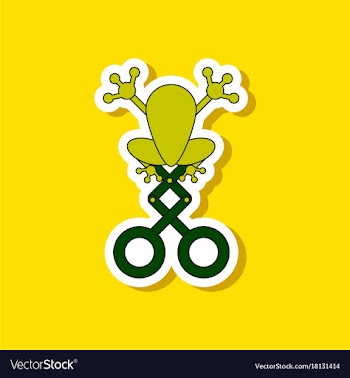 Paper sticker on stylish background kids toy frog vector image