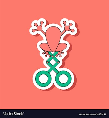 Paper sticker on stylish background kids toy frog vector image