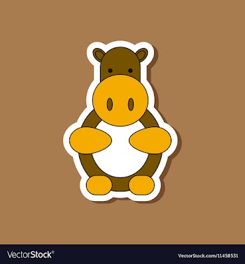Paper sticker on stylish background Kids toy hippo vector image