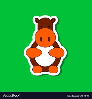 Paper sticker on stylish background kids toy hippo vector image