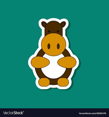Paper sticker on stylish background kids toy hippo vector image