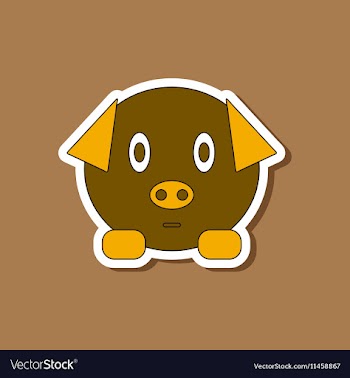 Paper sticker on stylish background Kids toy pig vector image