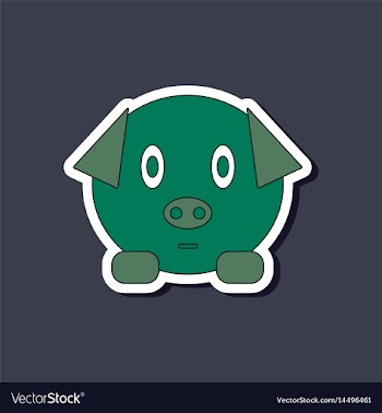 Paper sticker on stylish background kids toy pig vector image