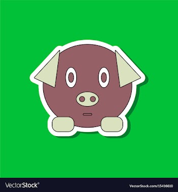 Paper sticker on stylish background kids toy pig vector image