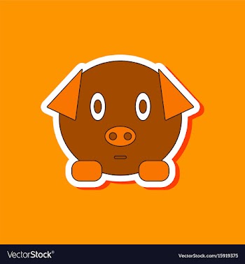 Paper sticker on stylish background kids toy pig vector image