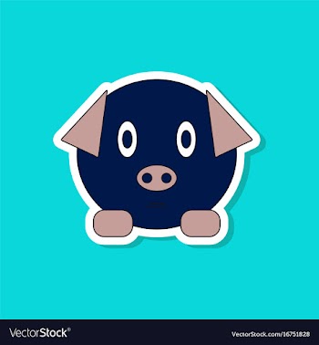 Paper sticker on stylish background kids toy pig vector image