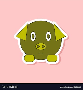 Paper sticker on stylish background kids toy pig vector image