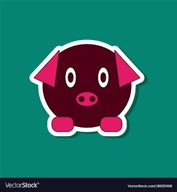 Paper sticker on stylish background kids toy pig vector image