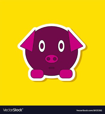 Paper sticker on stylish background kids toy pig vector image