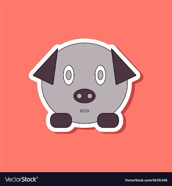 Paper sticker on stylish background kids toy pig vector image