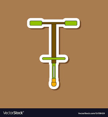 Paper sticker on stylish background Kids toy pogo vector image