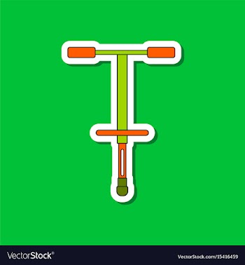 Paper sticker on stylish background kids toy pogo vector image