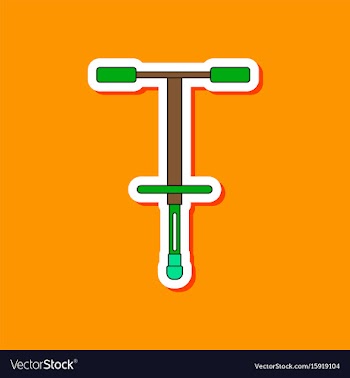 Paper sticker on stylish background kids toy pogo vector image
