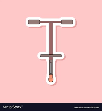 Paper sticker on stylish background kids toy pogo vector image