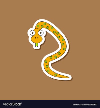 Paper sticker on stylish background Kids toy snake vector image