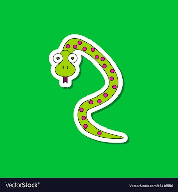 Paper sticker on stylish background kids toy snake vector image