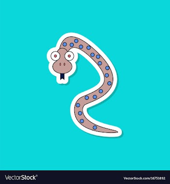 Paper sticker on stylish background kids toy snake vector image
