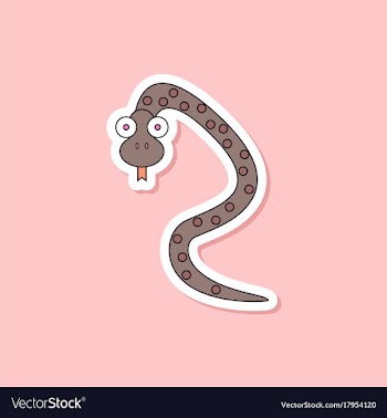 Paper sticker on stylish background kids toy snake vector image