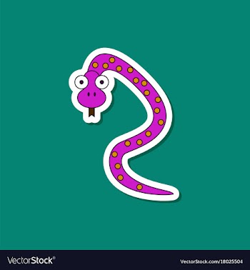 Paper sticker on stylish background kids toy snake vector image