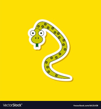 Paper sticker on stylish background kids toy snake vector image
