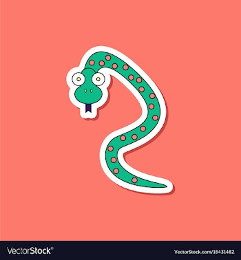 Paper sticker on stylish background kids toy snake vector image
