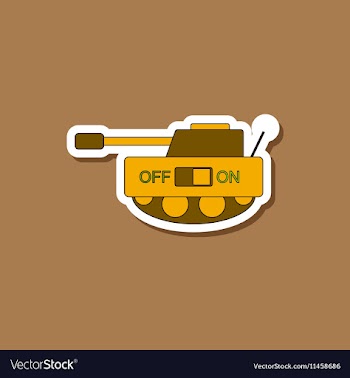 Paper sticker on stylish background Kids toy tank vector image