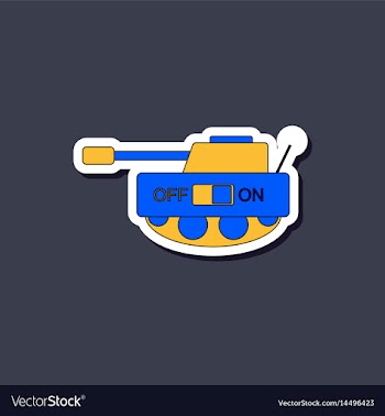 Paper sticker on stylish background kids toy tank vector image